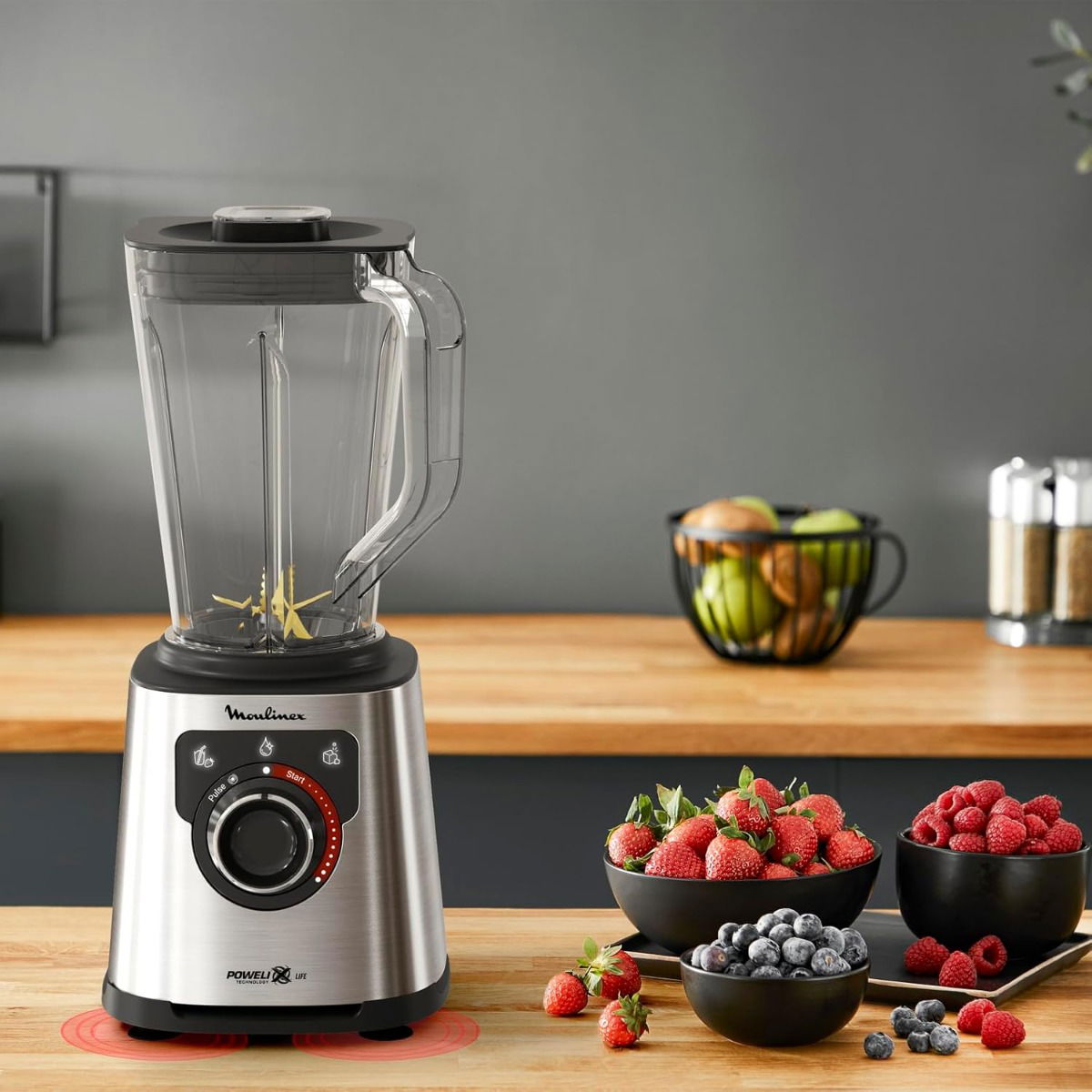 Moulinex Blender, 600ml, 1200W, Silver Black, LM88HD28