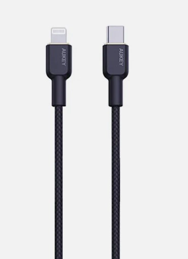 أوكي، كابل C إلى C بطول 1.8 متر، 60 واط، نايلون مضفر، رمادي