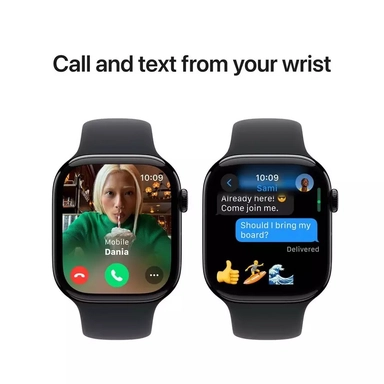Apple Watch Series 10 GPS 42mm Jet Black Aluminium Case with Black Sport Band - M/L
