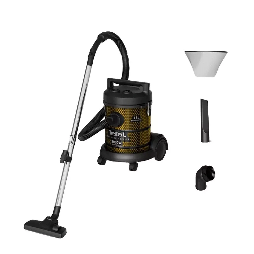 Tefal Barrel Vacuum Cleaner, 2000W, 18L, Black & Gold, TW4015M0