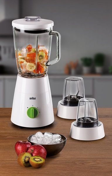 خلاط براون 500 واط 1.75 لتر زجاج ابيض JB0153WH