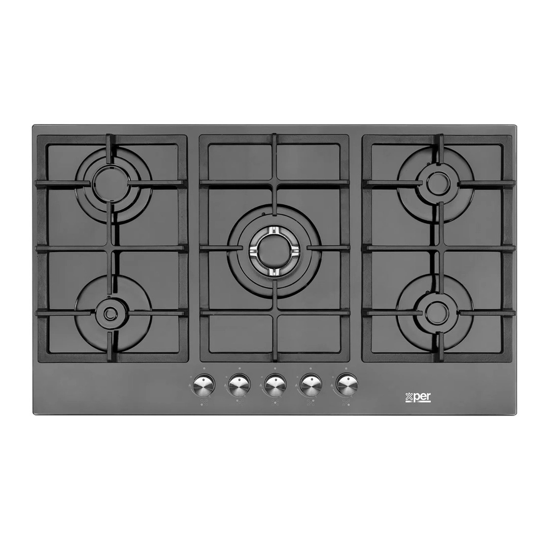 Xper  Built-in Gas Hob 86 cm , Turkish Black Cast Iron, XPBH90CIGBB