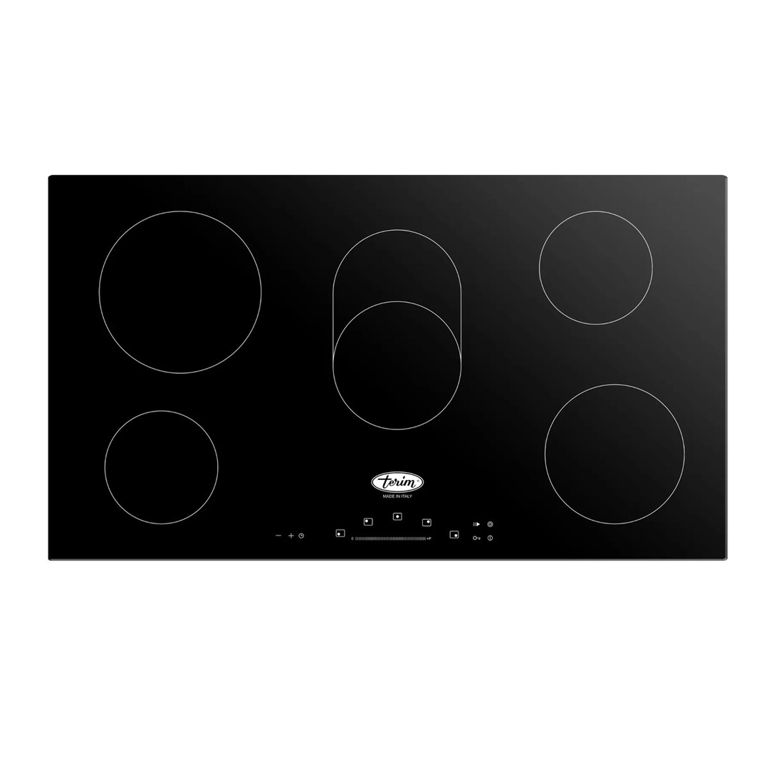سطح تيرم 90 سم 5عيون كهرباء سيراميك إيطالي أسود TRMVCMP900ET