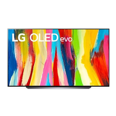 تلفاز LG OLED evo مقاس 83 بوصة من سلسلة C2، مع HDR (النطاق الديناميكي العالي) السينمائي بدقة 4K تصميم سينمائى والمزوّد بإمكانية تعتيم البكسل بتقنية AI ThinQ للتلفزيون الذكي بنظام التشغيل WebOS, OLED83C26LA