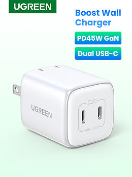 Ugreen Nexode 45W Charger Dual USB C Foldable 45W Fast White