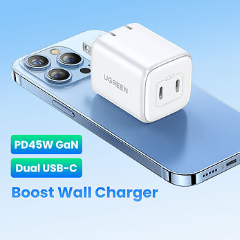 Ugreen Nexode 45W Charger Dual USB C Foldable 45W Fast White
