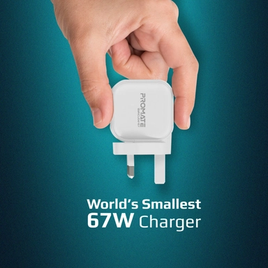 Promate Ultra Compact 67W GaN Charger with USB-C Port White