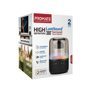 Promate LumiSound® 360° 10W Surround Sound Speaker Black 