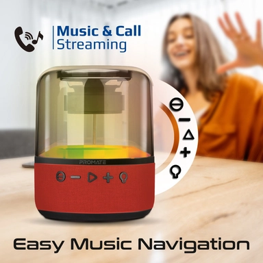 Promate LumiSound® 360° 10W Surround Sound Speaker Red 