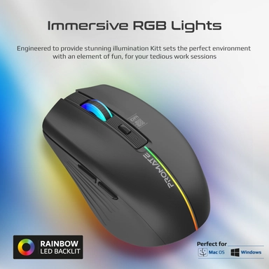 Promate Ergonomic Wireles Optical Mouse with LED Light Black