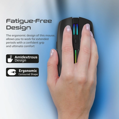 Promate Ergonomic Wireles Optical Mouse with LED Light Black