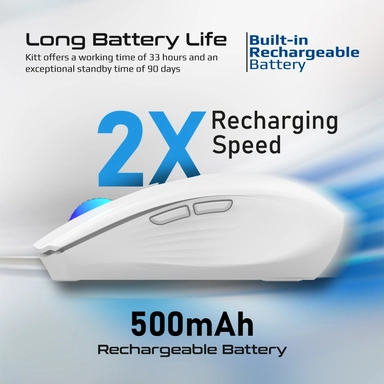 بروميت , ماوس بصري لاسلكي مريح مع ضوء LED , أبيض