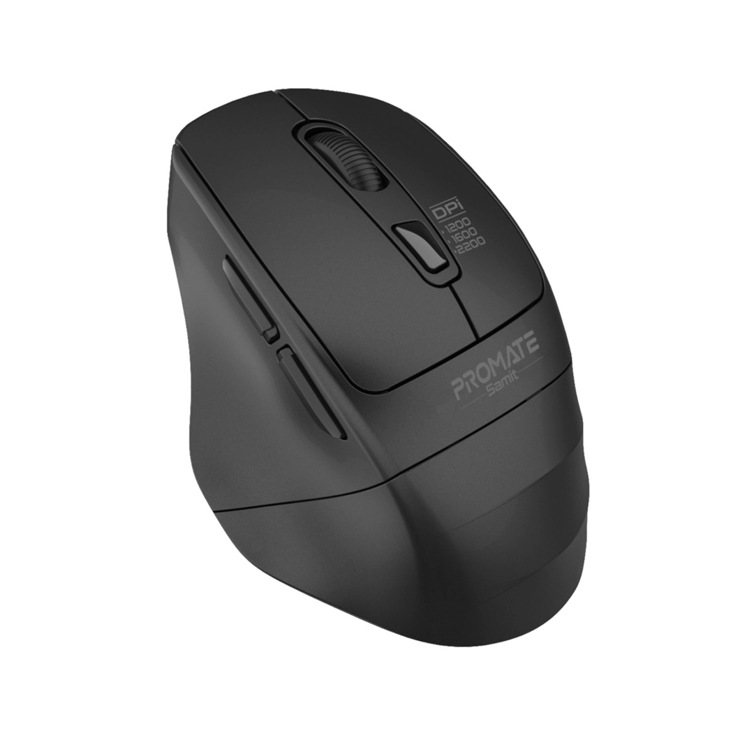 Promate Wireless Mouse Ergonomic Silent Click Optical Black