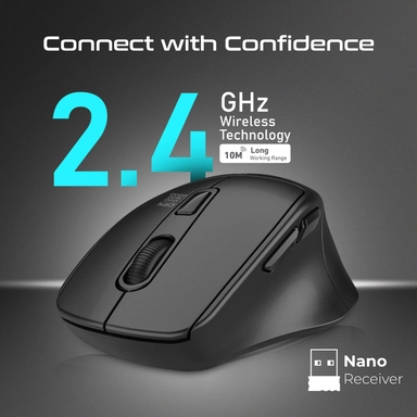 Promate Wireless Mouse Ergonomic Silent Click Optical Black