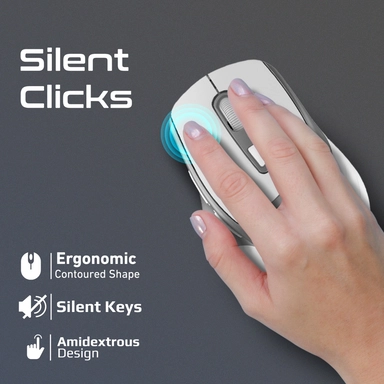 Promate Wireless Mouse Ergonomic Silent Click Optical White