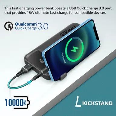 بروميت باور بانك رفيع سعة 10000 مللي أمبير في الساعة، 20 وات، USB-C، شحن سريع، أسود