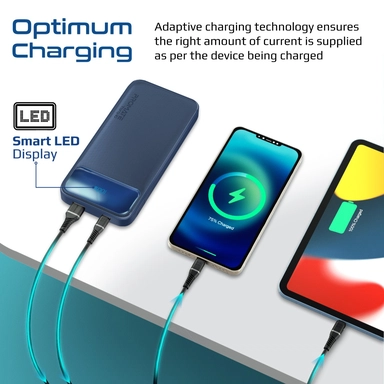 بروميت باور بانك رفيع سعة 10000 مللي أمبير في الساعة، 20 وات، USB-C شحن سريع، أزرق داكن