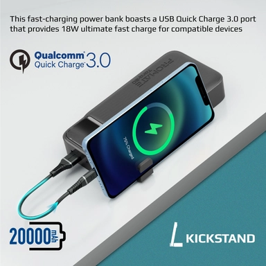 Promate 20000mAh Slim PowerBank 20W USB-C Quick Charge Black
