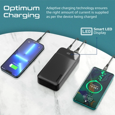 Promate 20000mAh Slim PowerBank 20W USB-C Quick Charge Black