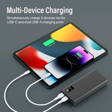 Promate 20000mAh slim Smart PowerBank USB-A & USB-C Black