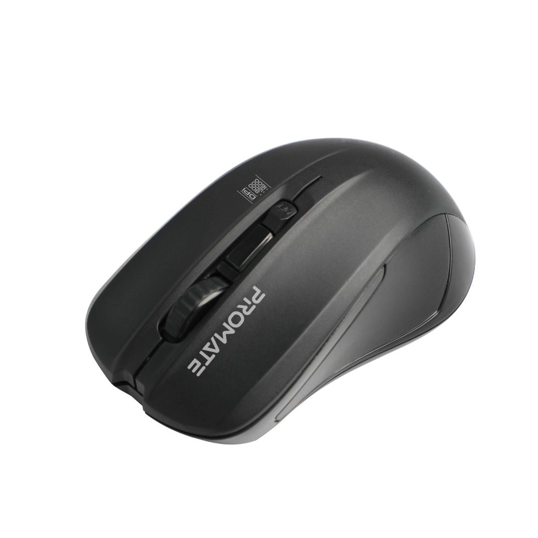 Promate Ergonomic Wireless Mouse Ambidextrous Design Black