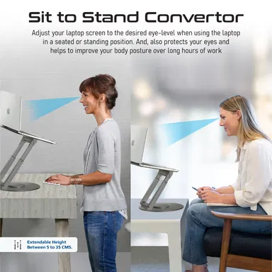 Promate Multi Adjustable  Metallic Laptop Riser Stand Black
