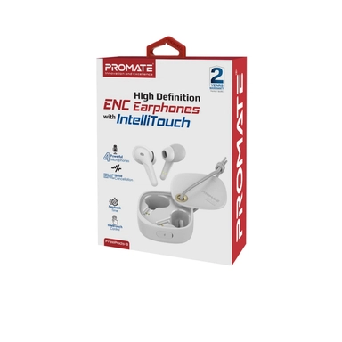 بروميت , سماعة أذن ENC عالية الوضوح مع IntelliTouch , أبيض