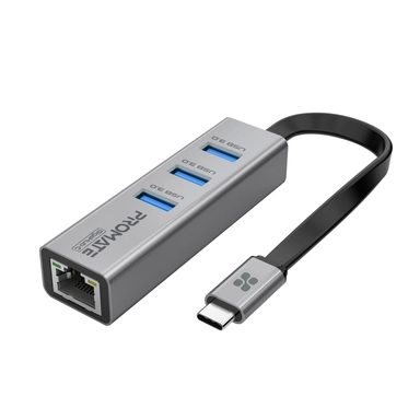 بروميت موزع USB-C متعدد المنافذ مع محول إيثرنت، أسود