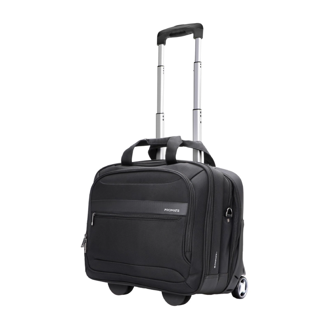 Promate Laptop Trolley Bag Water Resistance 16 inch Black