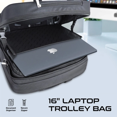 Promate Laptop Trolley Bag Water Resistance 16 inch Black