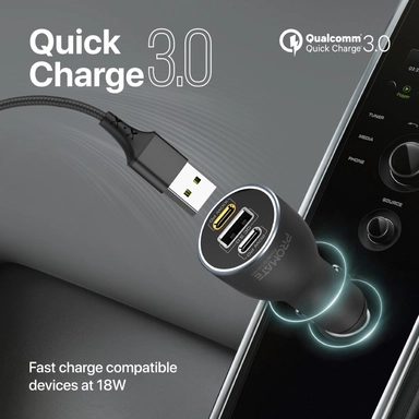 بروميت شاحن سيارة 120 واط، 100 واط PD USB-C، 20 واط، منفذ USB-A، أسود