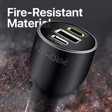 بروميت شاحن سيارة 120 واط، 100 واط PD USB-C، 20 واط، منفذ USB-A، أسود