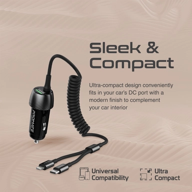 Promate 33W Car Charger with Lightning Connector USB-C Black
