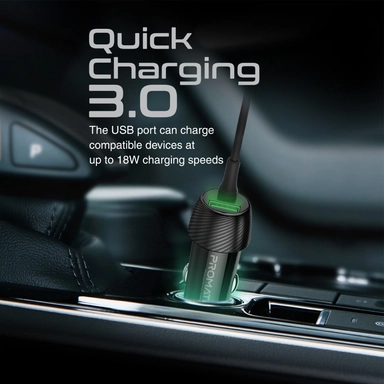 Promate 33W Car Charger with Lightning Connector USB-C Black