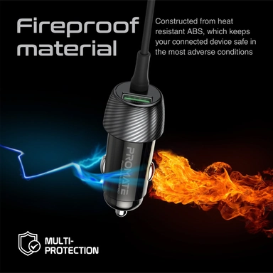 Promate 33W Car Charger with Lightning Connector USB-C Black