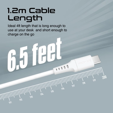 Promate Ultra-Fast USB-A to USB-C Silicone cable 2m White