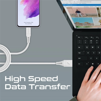 Promate Ultra-Fast USB-A to USB-C Silicone cable 2m White