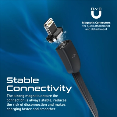 Promate 3-in-1 Retractable Magnetic Charging Cable 60W Black