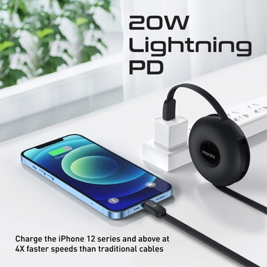Promate 3-in-1 Retractable Magnetic Charging Cable 60W Black