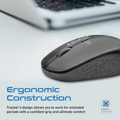 Promate MaxComfort Ergonomic Wireless Mouse Tracker Black