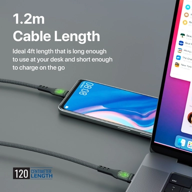 Promate 60W Ultra-Fast USB-C Transparent Cable 1.2m Black