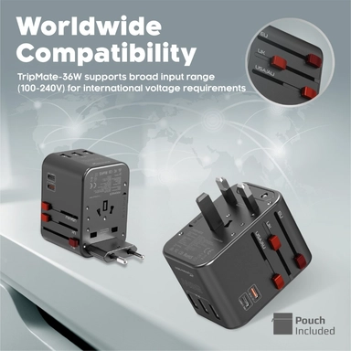 Promat Smart Charging Protect Universal Travel Adapter Black