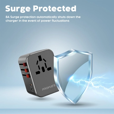 Promat Smart Charging Protect Universal Travel Adapter Black