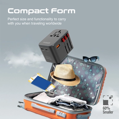 Promate 65W Power Delivery GaNFast™ Travel Adapter Black