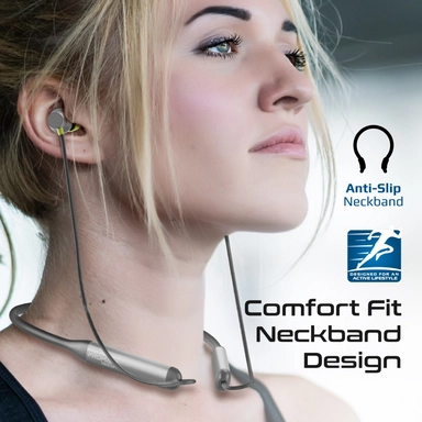 Promate Sporty Bluetooth V5.2 Neckband ANC Earphones Grey