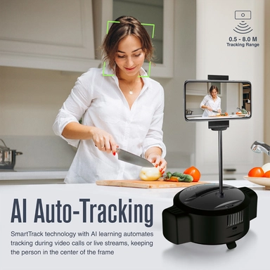 بروميت Ai Smart Track HD كاميرا ويب باور بانك 5000 مللي أمبير في الساعة، أسود