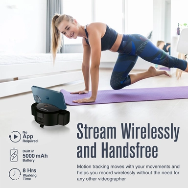 بروميت Ai Smart Track HD كاميرا ويب باور بانك 5000 مللي أمبير في الساعة، أسود