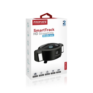 بروميت Ai Smart Track HD كاميرا ويب باور بانك 5000 مللي أمبير في الساعة، أسود