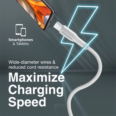 بروميت USB-A إلى USB-C كابل بيانات وشحن 1 متر، أبيض