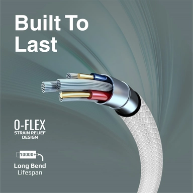 بروميت USB-A إلى USB-C كابل بيانات وشحن 1 متر، أبيض